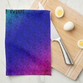 Floral Blue Green Rainbow Gradient Diagonal Blend Theedoek (Quarter Fold)
