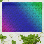 Floral Blue Green Rainbow Gradient Diagonal Blend Theedoek (Gevouwen)
