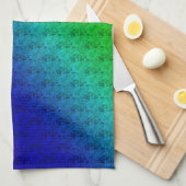 Floral Blue Green Rainbow Gradient Diagonal Blend Theedoek (Quarter Fold)