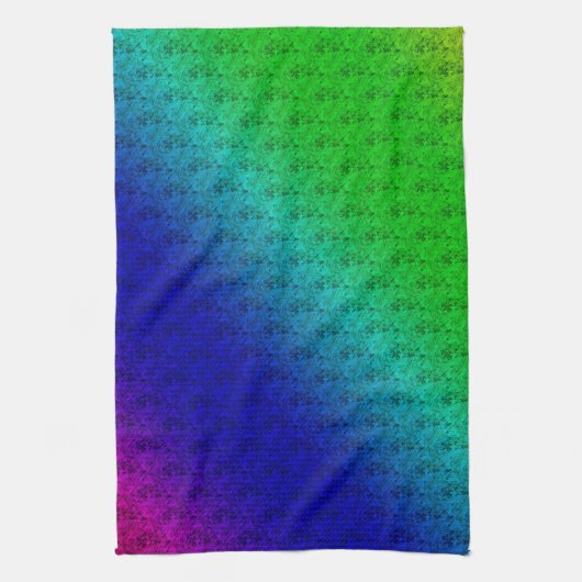Floral Blue Green Rainbow Gradient Diagonal Blend Theedoek (Verticaal)