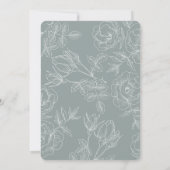  Floral Blue Grey Modern Wedding Kaart (Achterkant)