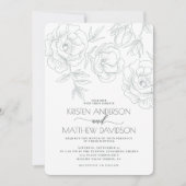  Floral Blue Grey Modern Wedding Kaart (Voorkant)