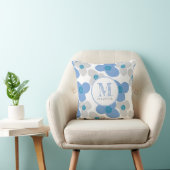 Floral Blue Grey Schattig Eenvoudig Monogram Kussen (Stoel)