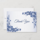 Floral Blue Grey White Rustic Bedankkaart (Voorkant)