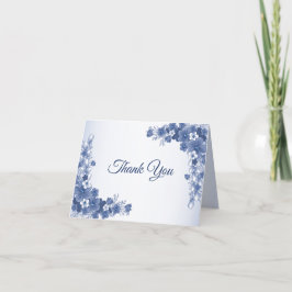 Floral Blue Grey White Rustic Bedankkaart