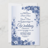 Floral Blue Grey White Rustic Kaart (Voorkant)