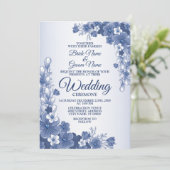 Floral Blue Grey White Rustic Kaart (Staand voorkant)