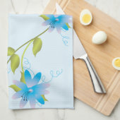 Floral Blue Hand-towel Theedoek (Quarter Fold)
