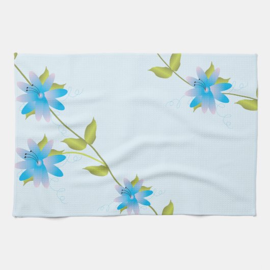 Floral Blue Hand-towel Theedoek (Horizontaal)
