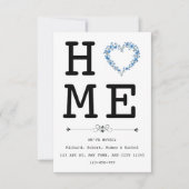 Floral Blue Heart New Home Announcement Aankondiging (Voorkant)
