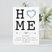 Floral Blue Heart New Home Announcement Aankondiging (Staand voorkant)