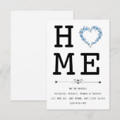 Floral Blue Heart New Home Announcement Aankondiging (Voorkant / Achterkant)