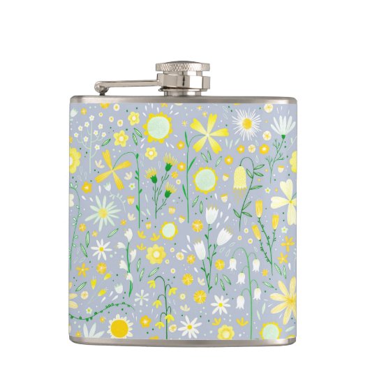  Floral Blue Heupfles (Voorkant)