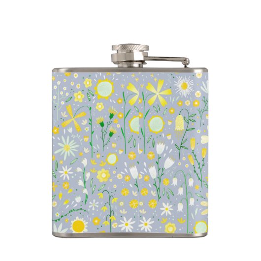  Floral Blue Heupfles (Achterkant)