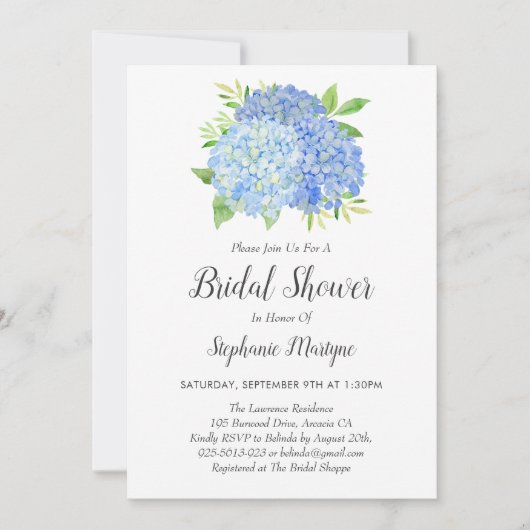 Floral Blue Hydrangea Bouquet Vrijgezellenfeest Kaart (Voorkant)