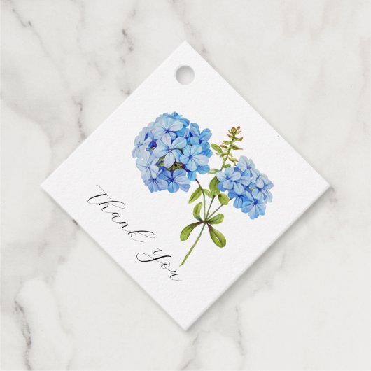 Floral Blue Hydrangea bruiloft dank u Bedankjes Labels (Voorkant)
