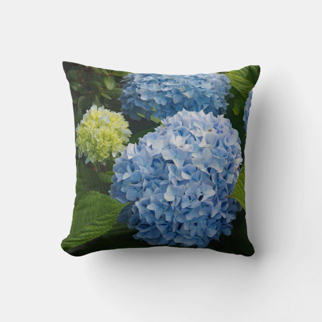 Floral Blue Hydrangea Foto Kussen (Voorkant)
