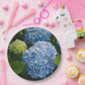 Floral Blue Hydrangea Foto Papieren Bordje (Feest)
