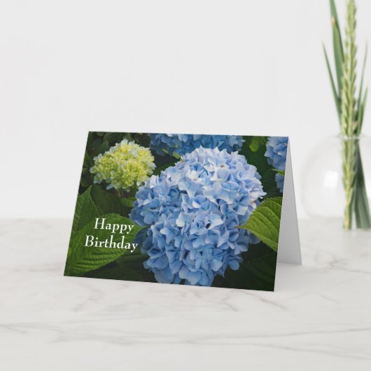 Floral Blue Hydrangea Foto Verjaardag Kaart (Voorkant)