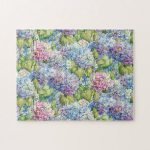 Floral Blue Hydrangea Pattern Legpuzzel