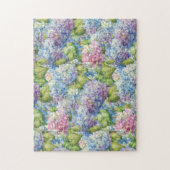 Floral Blue Hydrangea Pattern Legpuzzel (Verticaal)