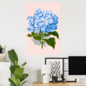 Floral Blue Hydrangea Poster (Thuiskantoor)