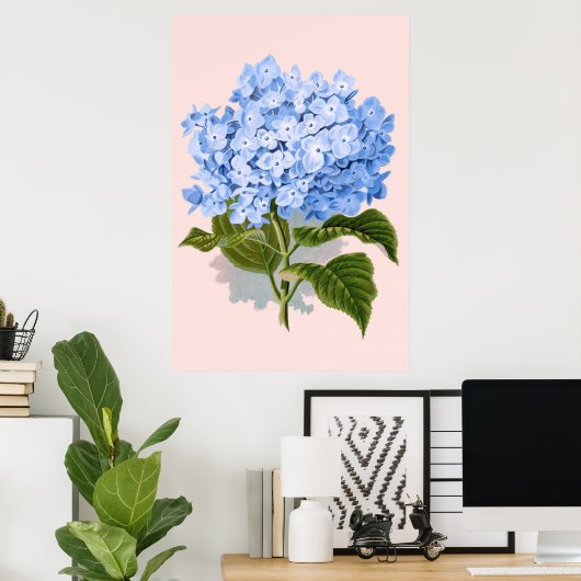  Floral Blue Hydrangea Poster (Thuiskantoor)
