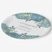 Floral Blue Hydrangea Simple Waterverf Papieren Bordje (Gekanteld)