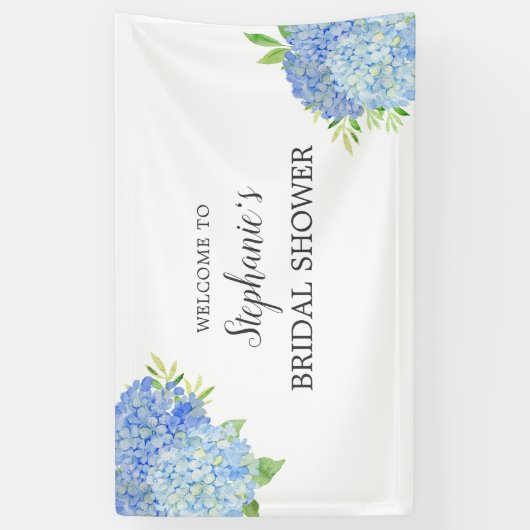 Floral Blue Hydrangea Vrijgezellenfeest Spandoek (Verticaal)