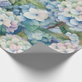 Floral Blue Hydrangea Waterverf Cadeaupapier (Hoek)