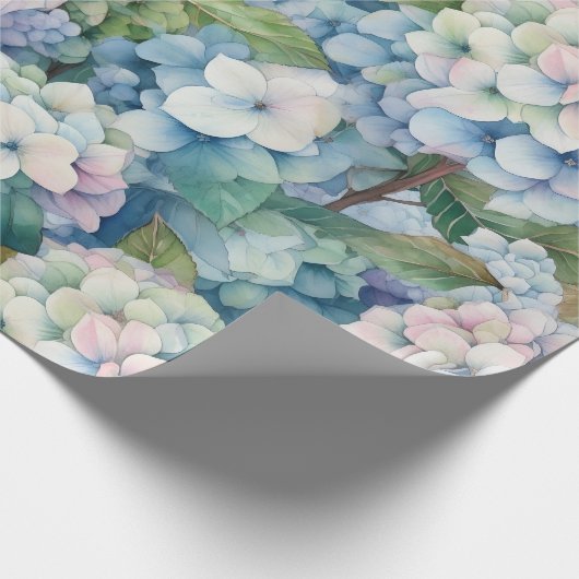 Floral Blue Hydrangea Waterverf Cadeaupapier (Hoek)