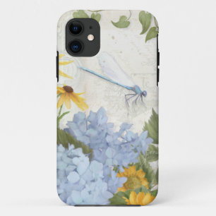 Floral Blue Hydrangea Yellow Sunflower Dragonfly Case-Mate iPhone Case
