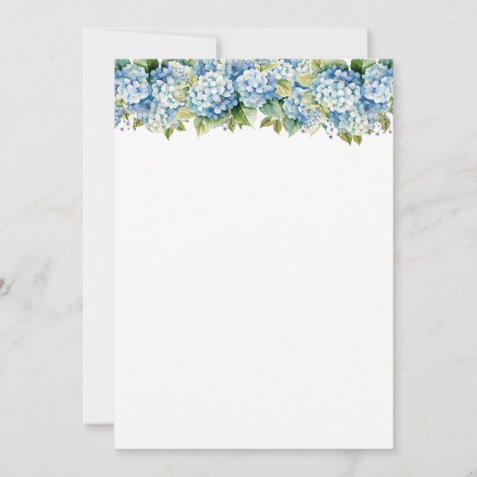 Floral Blue Hydrangeas Waterverf Bruiloft Kaart (Achterkant)