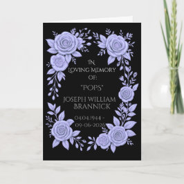 FLORAL BLUE. IN LOVING MEMORY KEEPSAKE, CARD KAART