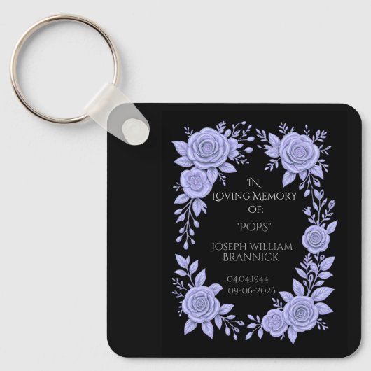 FLORAL BLUE. IN LOVING MEMORY KEEPSAKE,  SLEUTELHANGER (Voorkant)