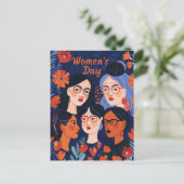 Floral Blue Internationale Vrouwendag Briefkaart (Staand voorkant)