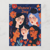 Floral Blue Internationale Vrouwendag Briefkaart (Voorkant)
