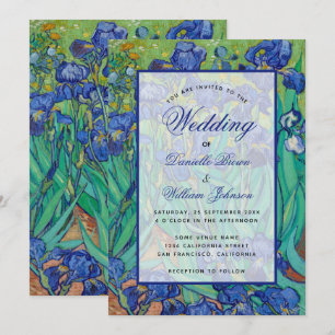Floral Blue Iros Van Gogh Wedding Calligrafie Kaart