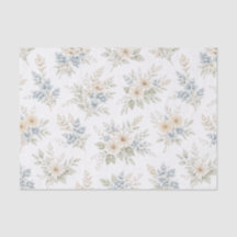Floral Blue Ivory Meadow Pattern