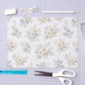 Floral Blue Ivory Meadow Pattern Tissuepapier (Craft)