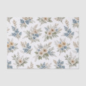 Floral Blue Ivory Meadow Pattern Tissuepapier (Voorkant)