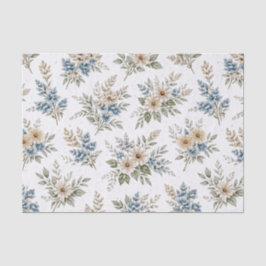 Floral Blue Ivory Meadow Pattern Tissuepapier