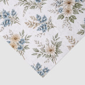 Floral Blue Ivory Meadow Pattern Tissuepapier (Detail)