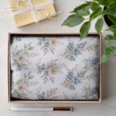 Floral Blue Ivory Meadow Pattern Tissuepapier (Geschenk)
