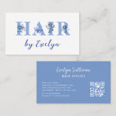 Floral Blue Letters Haar Visitekaartje (Voorkant / Achterkant)