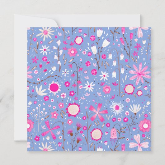 Floral Blue Modern Vrijgezellenfeest Kaart (Achterkant)