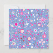 Floral Blue Modern Wedding Kaart (Achterkant)