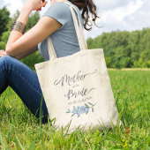 Floral Blue Moeder van de Bride Calligrafie Tote Bag