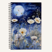 Floral Blue Moon Waterverf Custom Dream Journal Notitieboek (Voorkant)