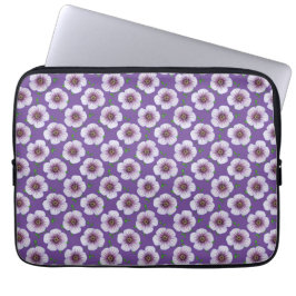 Floral Blue Paars Geranium op elke kleur Laptop Sleeve